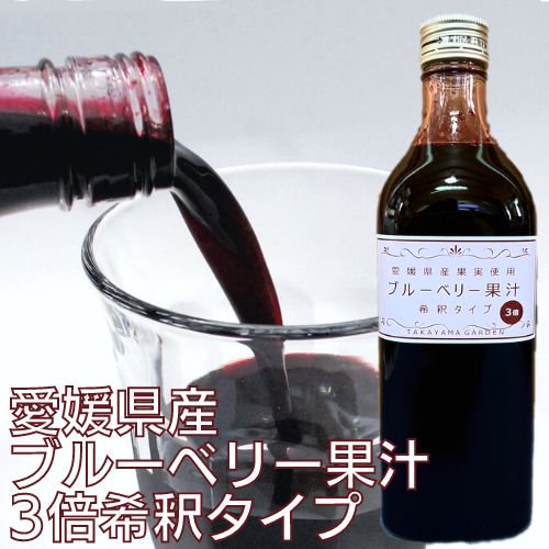愛媛県産・自社農園ブルーベリー使用 ブルーベリー果汁 3倍希釈タイプ（500ml）1本入り
