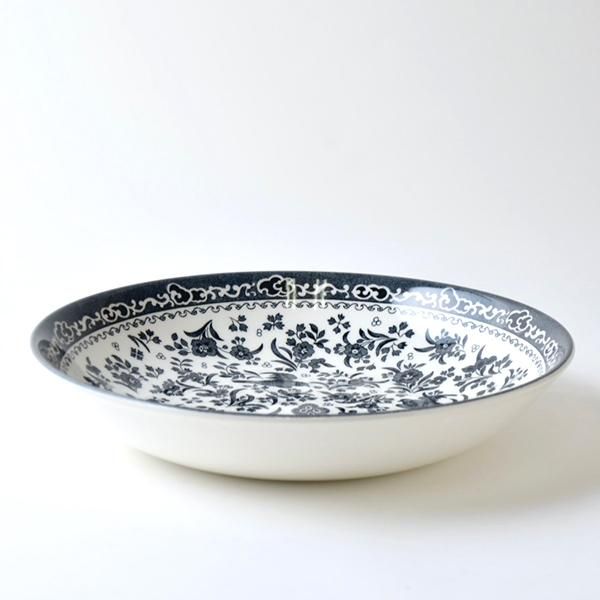 イギリス食器 Burleigh ブラックリーガルピーコック パスタプレート