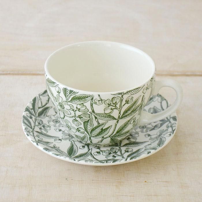 イギリス食器 Burleigh グリーンプルナス ブレックファーストカップ