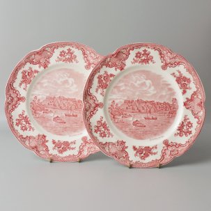 ビンテージ 　絵皿ケーキプレート2枚セット　<br> JOHNSON BROTHERS  ジョンソンブラザーズ社　英国古城風景<br> 1950年代