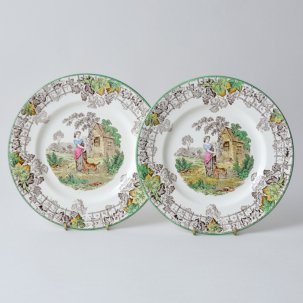 ビンテージ　ケーキ皿2枚セット<br>COPELAND SPODE  BYRON  バイロン絵皿<br>1940 年代