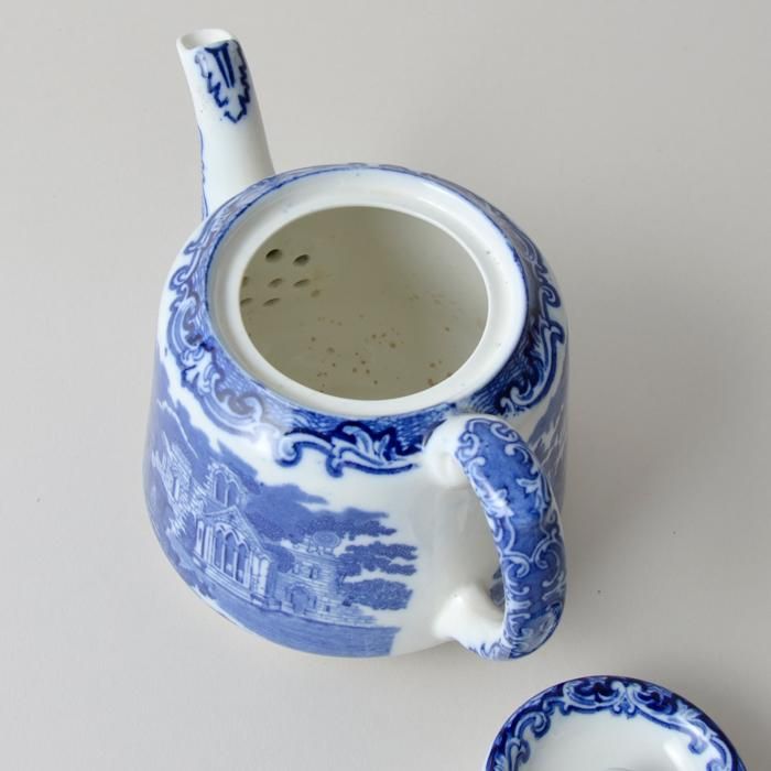 ビンテージティーポット FLOW BLUE フローブルー ABBEY WREATH 大