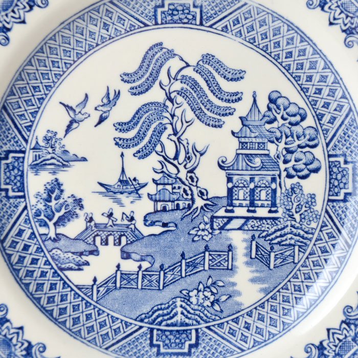 ビンテージ トリオ ENGLISH IRONSTONE TABLEWARE 社　オールドブルーウイロー　銅版転写　1970年代