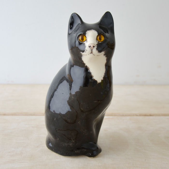 陶器 置物 猫 ペルシャ猫 イタリア製 アンティーク調 オレンジ 子猫ちゃん