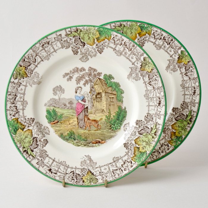 ビンテージ ケーキ皿2枚セット COPELAND SPODE BYRON バイロン絵皿 1940年代 - 輸入・アンティーク雑貨「ANTRO」