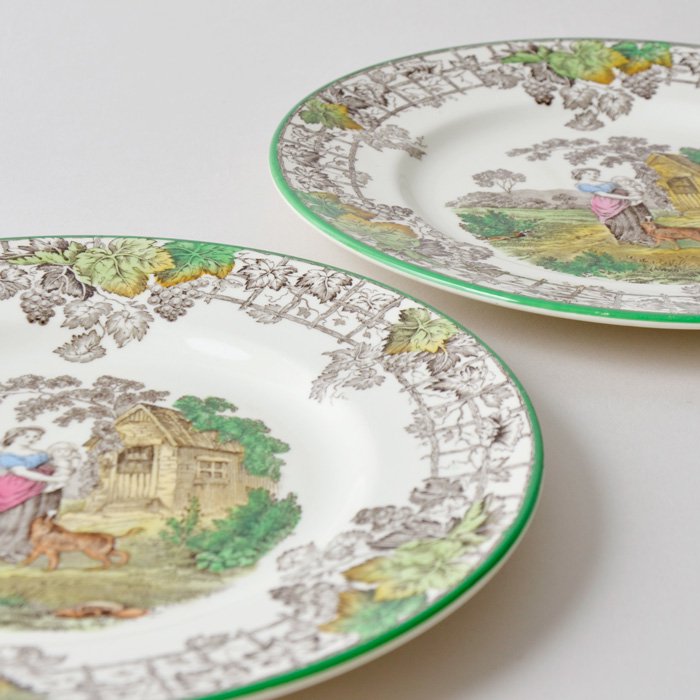 ビンテージ ケーキ皿2枚セット COPELAND SPODE BYRON バイロン絵