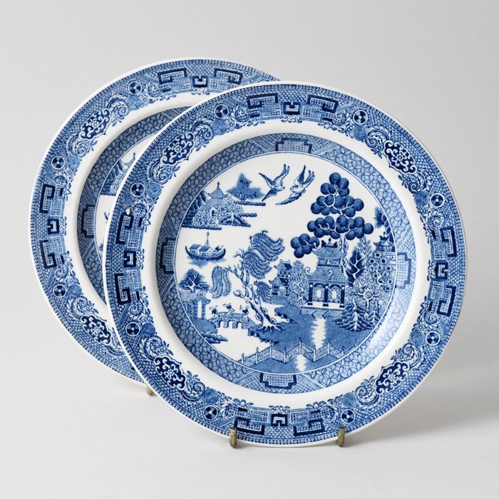 ビンテージ ケーキプレート2枚セット WEDGWOOD BLUE WILLOW ブルーウィロー 1950-70年代 -  輸入・アンティーク雑貨「ANTRO」