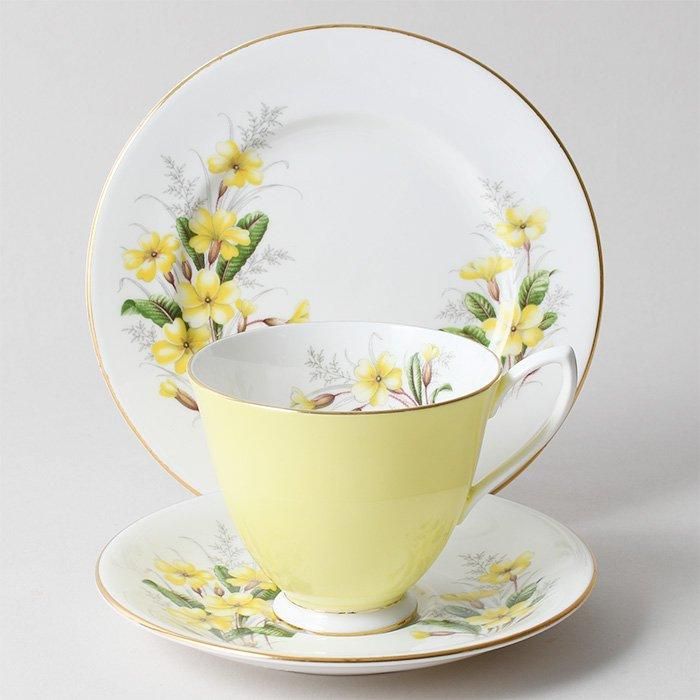ロイヤルアルバート　イエロー　プリムローズ　カップ　ソーサー　プレート ビンテージトリオ ROYAL ALBERT ロイヤルアルバート PRIMROSE