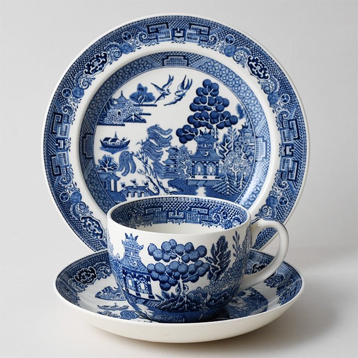 ビンテージ トリオ WEDGWOOD ウェッジウッド BLUE WILLOW ブルーウィロー 1950年代 銅版転写 -  輸入・アンティーク雑貨「ANTRO」