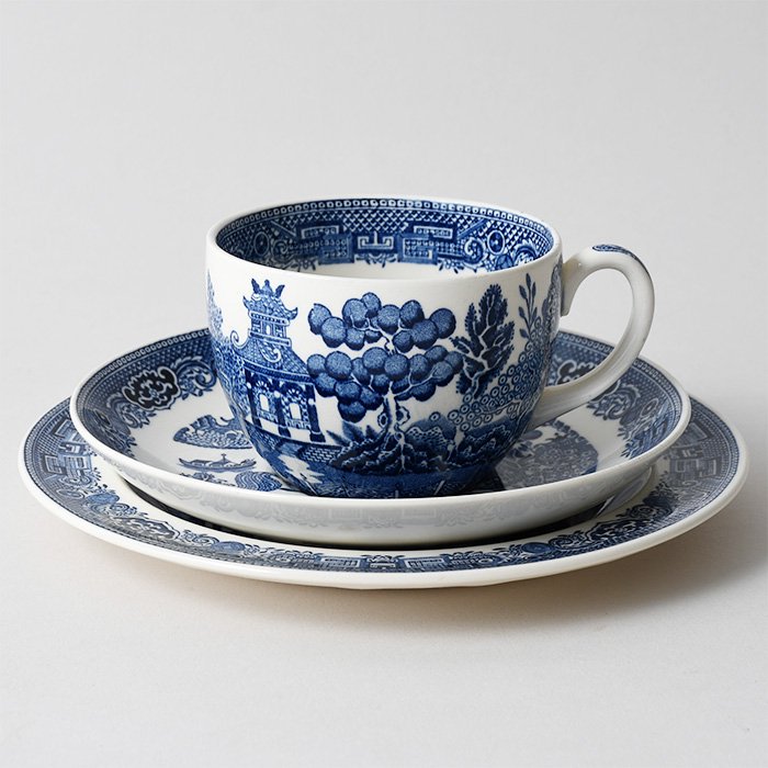 ビンテージ トリオ WEDGWOOD ウェッジウッド BLUE WILLOW ブルーウィロー 1950年代 銅版転写 -  輸入・アンティーク雑貨「ANTRO」