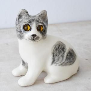 ビンテージ アンティーク 陶器 容器 置物 ケース 猫 チャット ハート 美品 ビンテージ アンティーク 陶器 容器 置物 ケース 猫 チャット