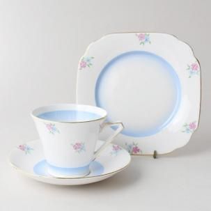 トリオ カップ&ソウサー  Hand Paint アンティーク食器｜メーカー不明｜花柄｜プラム｜一部ハンド