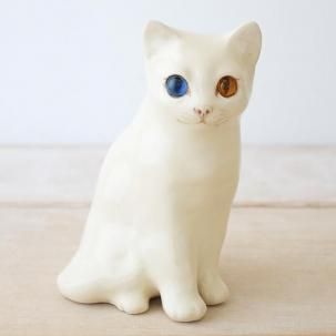 ウィンスタンレイキャット オッドアイ置物 陶器