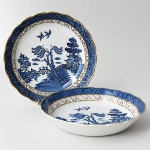 アンティーク、ブルーアンドホワイトの皿 CHATHAM BLUE VINTAGE Blue and White Floral Flower Pattern L