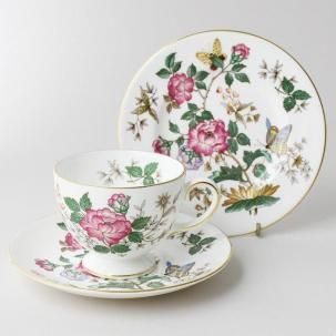 英国アンティーク　稀少チャールズボーン　薔薇絵トゥルートリオ 英国アンティーク稀少チャールズボーン薔薇絵トゥルートリオ