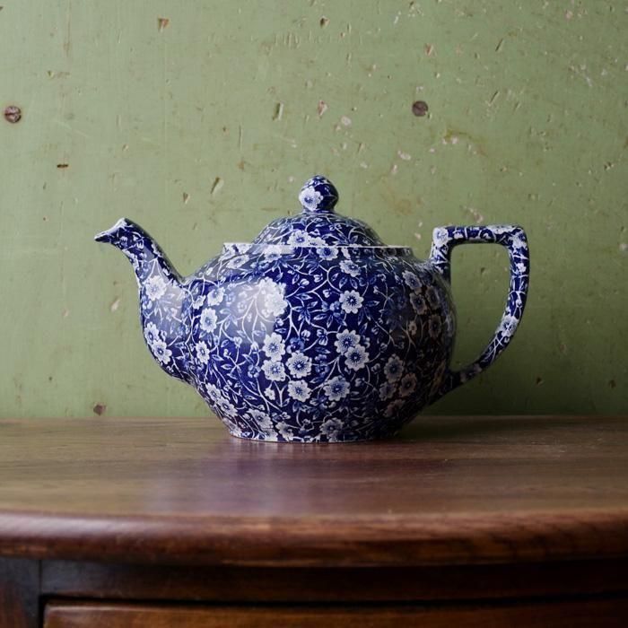 Burleigh バーレイ　廃盤希少なブラックキャリコ　ポット　新品未使用保管 イギリス食器 Burleigh ブルーキャリコ ティーポットL｜バーレイ正規