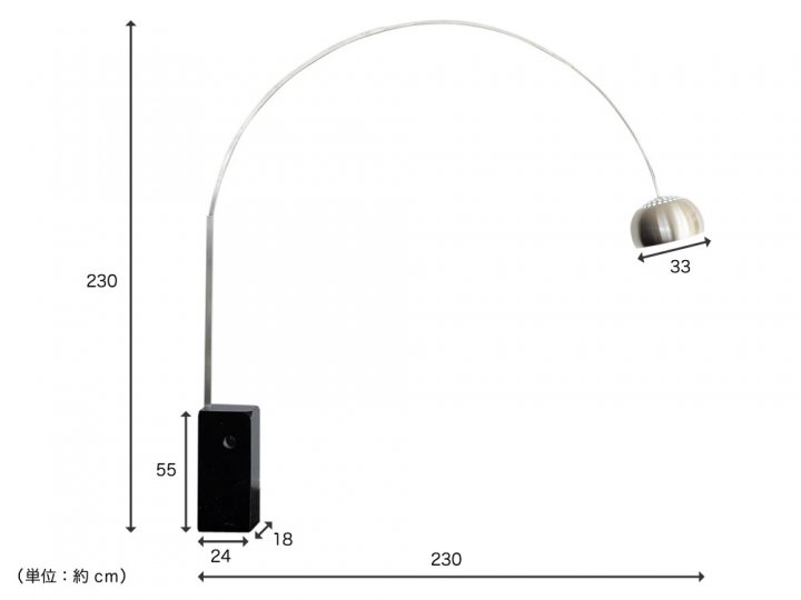 Arco Lamp(アルコランプ) 天然大理石/ブラック＿北欧照明,デザイナーズ 