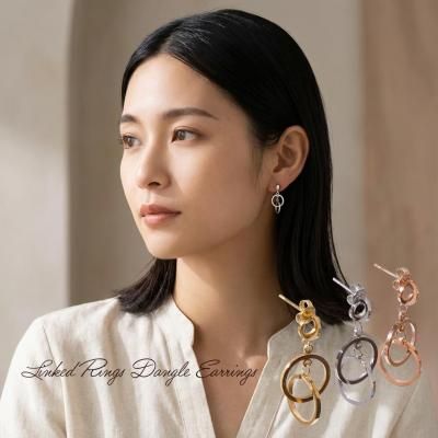 Linked Rings Dangle Earrings2Ϣ롼 ԥ᥿ ɤǥ󨢥륹ƥ쥹륮б;ʨ󥪥ξ ǥ