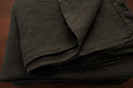 フランス製 手織りリネンシーツ スミクロ - アンティークファブリック専門店 ティセアンティークリネンズ