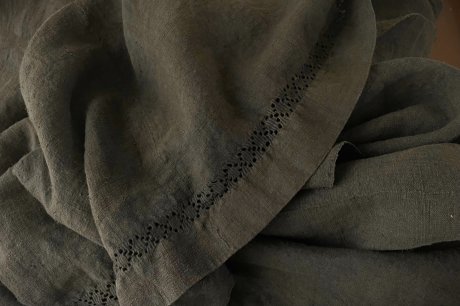 フランス製 手織りリネンシーツ スミクロ - アンティークファブリック