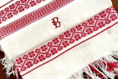 フランス製　ダマスク織コットン　テーブルクロス - アンティークファブリック専門店　ティセアンティークリネンズ