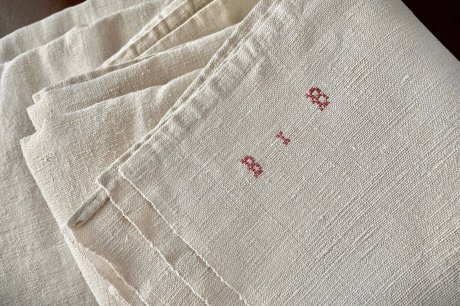 フランス製　手織りシャンブルリネンシーツ　１９世紀 - アンティークファブリック専門店　ティセアンティークリネンズ