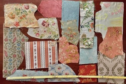 フランス製 シルクブロケード 19世紀の織物セット