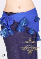 ベリーダンス　エジプト製ヒップスカーフ　メッシュ＆スパンコール　ブルー　