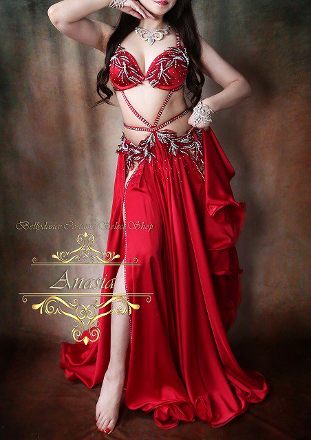 ベリーダンス衣装 オリエンタル 赤 - ベリーダンス