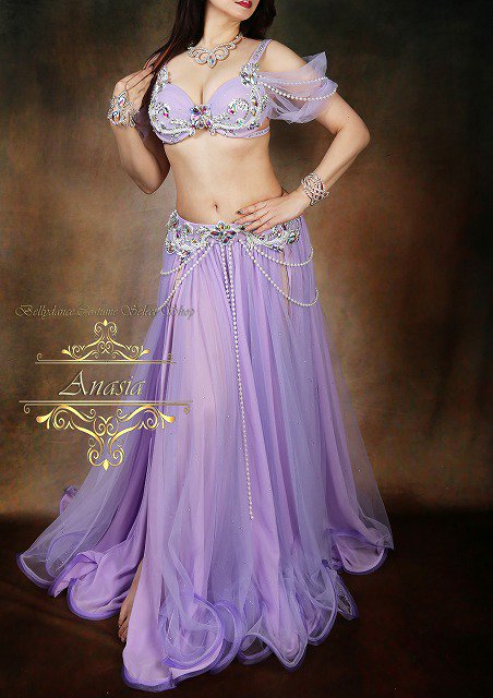 エジプト製　ベリーダンス　オリエンタル　衣装　コスチューム　紫ハフラで2回ほど着用しました