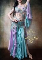 ベリーダンス衣装　HOYDA　アクアグリーン×ラベンダー　オリエンタル衣装　Designed by HOYDA（ホイダ）<img class='new_mark_img2' src='https://img.shop-pro.jp/img/new/icons14.gif' style='border:none;display:inline;margin:0px;padding:0px;width:auto;' />