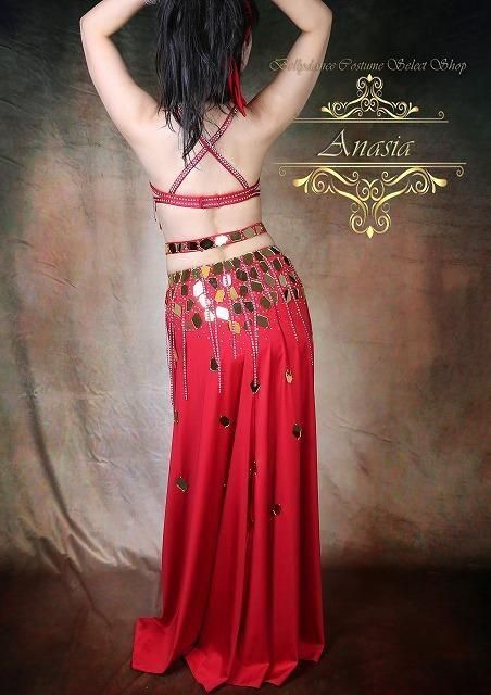 ベリーダンス衣装 バラディドレス レッド オリエンタル衣装
