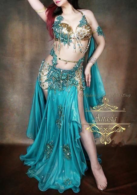 ベリーダンス衣装　セットアップ HOYDA 美品 ベリーダンス衣装 Hoyda ピンク＆グラデーショングリーン CT0214