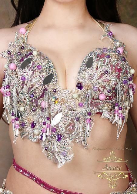 ベリーダンス衣装 Amr パープル×クラレット オリエンタル衣装 Designed