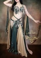 ベリーダンス衣装 Hanan ネオングリーン オリエンタル衣装