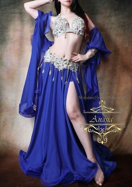ベリーダンス スカート＆アームスリーブ ロイヤルブルー シフォン
