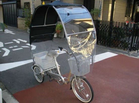 ３輪自転車に屋根が、電動自転車は最適、屋根付自転車でおしゃれにかわいい変身！