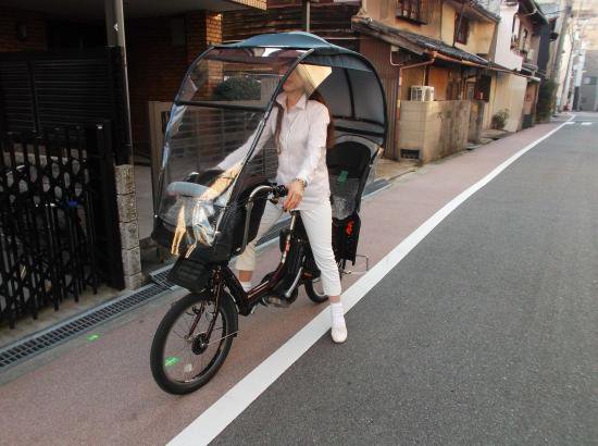 子供のせ 自転車 子育て グッズ ３人乗り チャイルドシート 雨除け 日よけ 用品 黒色生地 屋根 VR（サンバイザー、サイドパーツ）