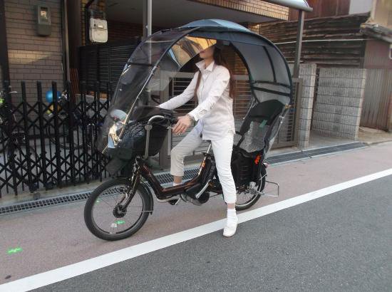 ベビー用品 子育て マタニティ グッズ 自転車 雨除け 日よけ 子供椅子 チャイルドシート 紺色生地 PVR（サンバイザ、サイド付