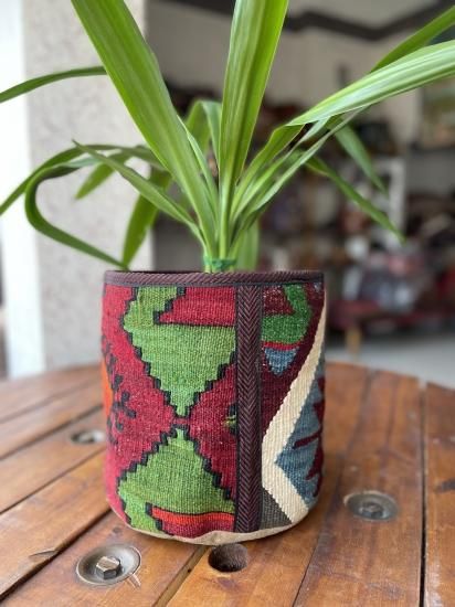 希少　キリムバスケット　キリムラグ　ポット　鉢カバー　観葉植物 希少 キリムバスケット キリムラグ ポット 鉢カバー 観葉植物 希少