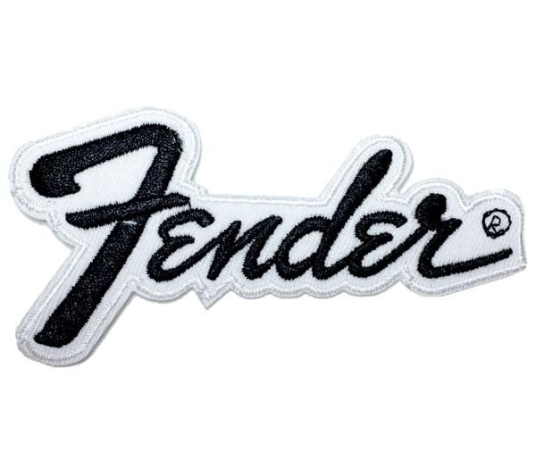 フェンダー（Fender) logo- ワッペン、パッチ (4.5*9.5cm) White-Black