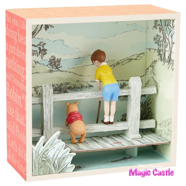 ホールマーク くまのプーさん クリストファー・ロビン シャドウボックス ”Winnie the Pooh and Christopher Robin  on a Bridge Shadow Box'' - ディズニーフィギュア専門店　マジックキャッスル