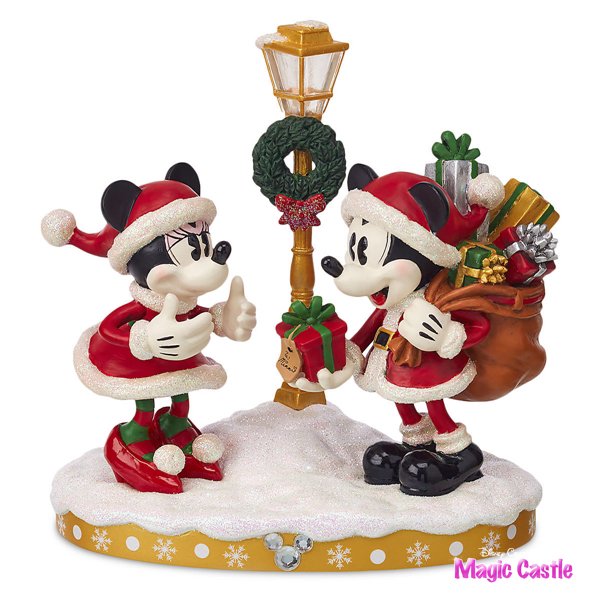 ディズニー サンタミッキー＆ミニーライトアップ フィギュア Santa Mickey and Minnie Mouse Holiday  Light-Up Figurine - ディズニーフィギュア専門店　マジックキャッスル