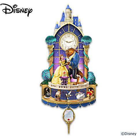 ディズニー 美女と野獣 壁掛け時計 Disney Beauty And The Beast Illuminated Wall Clock -  ディズニーフィギュア専門店　マジックキャッスル