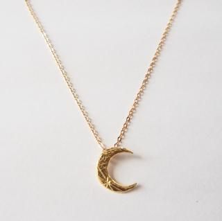 MOON with a star Necklace GOLD