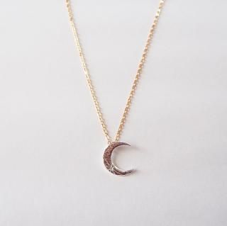 MOON with a star Necklace  SILVER
