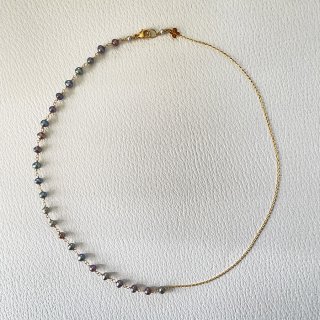 Half Pearl Necklace Black mini pearl