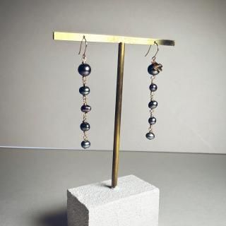 Black Pearl earrings K10 post - ecoRAL