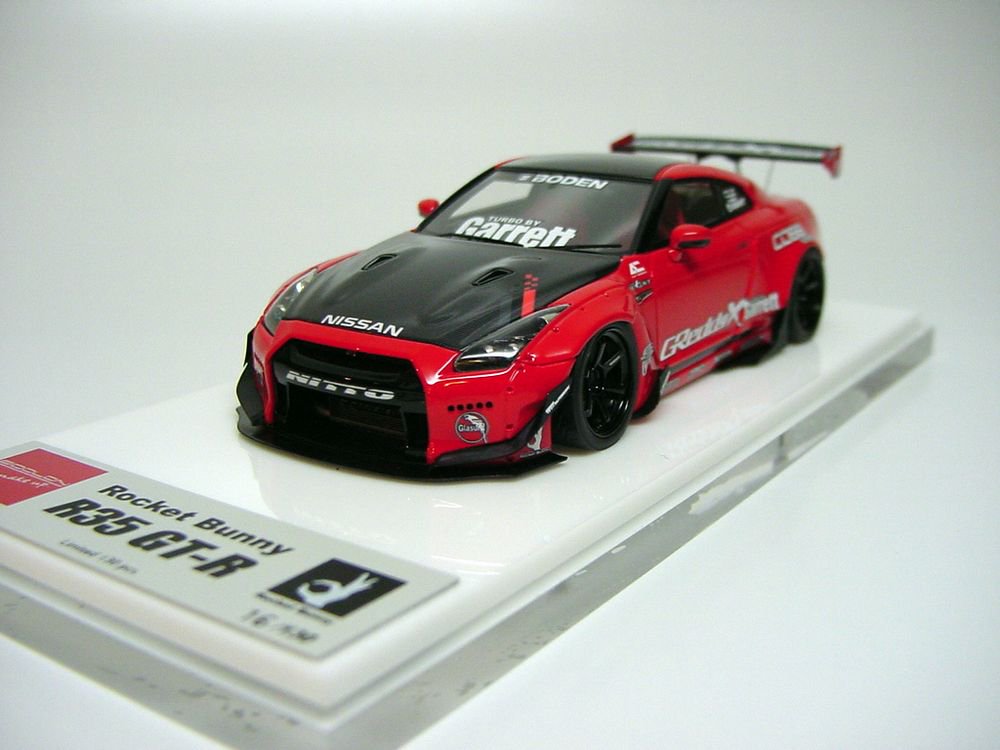 1/43 MakeUp Rocket Bunny Nissan R35 GT-R Red/Carbon Bonnet - 【MR BBR MakeUp  LOOKSMART D&Gなどのミニカー専門店】 ヴェルデ