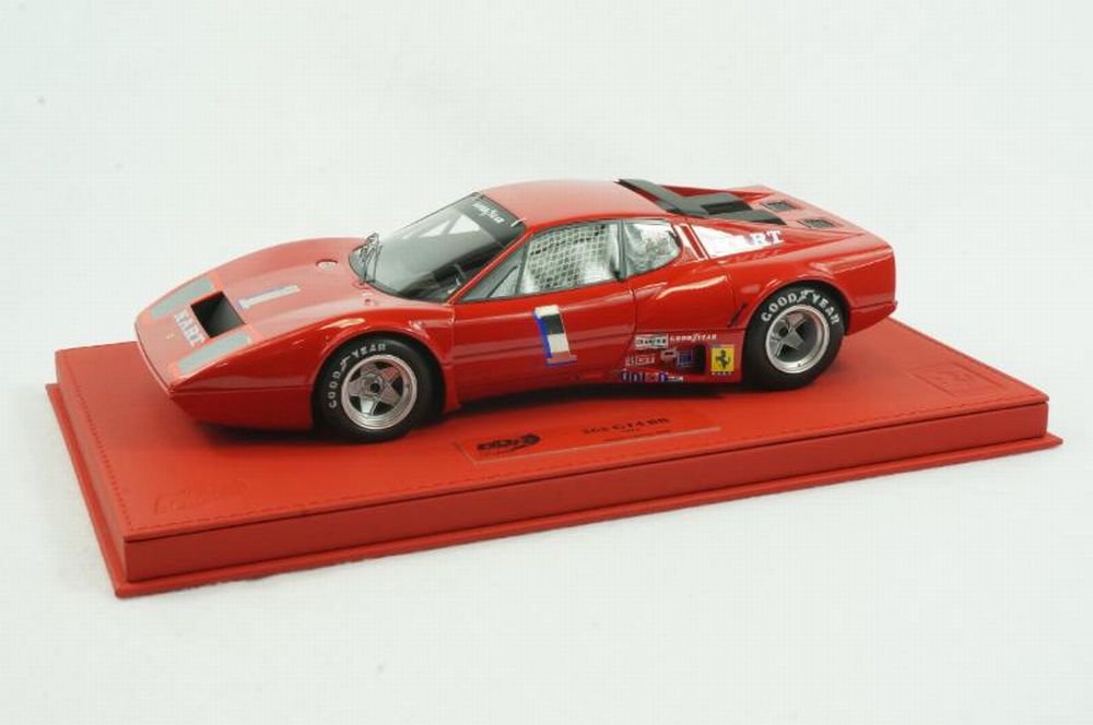 1/18 BBR Ferrari 365 GT4 BB race car # 1 red deluxe leather base - 【MR BBR  MakeUp LOOKSMART D&Gなどのミニカー専門店】 ヴェルデ